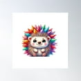 thumbnail image 1 of Cute Rainbow Hedgehog Illustration Poster Wall Art, Modern Wall Decor For Living Room Bedroom, 8x12 UNFRAMED, 1 of 3
