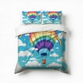 thumbnail image 1 of Cute Rainbow Hot Air Balloon Bedding Set 3 Pcs Soft Microfiber Quilt Cover For Bedroom Decor, Comforter Cover With 2 Pillowcase, 1 of 5