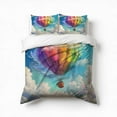 thumbnail image 1 of Cute Rainbow Hot Air Balloon Bedding Set 3 Pcs Soft Microfiber Quilt Cover For Bedroom Decor, Comforter Cover With 2 Pillowcase, 1 of 5