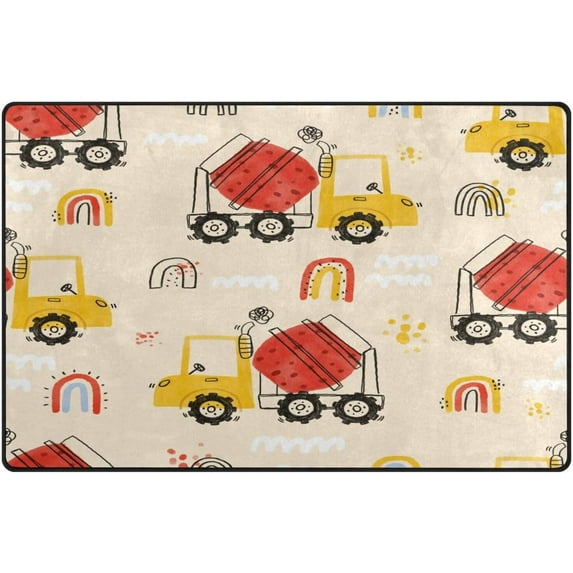 Cute Rainbow Loader Truck Area Rugs Colorful Large Non-Slip Floor Mat Decorative Carpets Doormat for Kitchen Living Dining Dorm Playing Room Bedroom 31 x 20inch