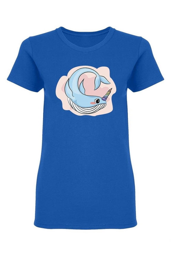 Cute Rainbow Narwhal Shaped T-Shirt Women -Image by Shutterstock, Female Medium