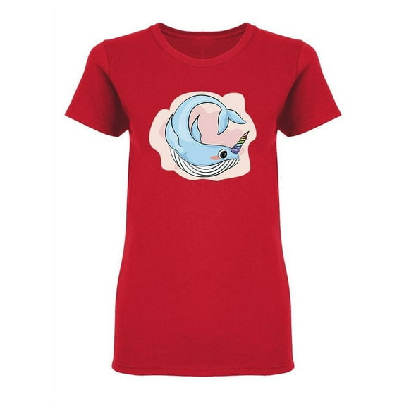 Cute Rainbow Narwhal Shaped T-Shirt Women -Image by Shutterstock, Female XX-Large