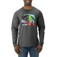 thumbnail image 1 of Cute Rainbow Neon Doberman Dog Lover Mens Long Sleeve Shirt, Heather Black, 2XL, 1 of 3