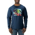 thumbnail image 1 of Cute Rainbow Neon Doberman Dog Lover Mens Long Sleeve Shirt, Vintage Heather Navy, X-Large, 1 of 3