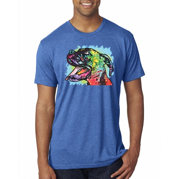 Cute Rainbow Neon Doberman Dog Lover Mens Premium Tri Blend T-Shirt, Vintage Royal, Small