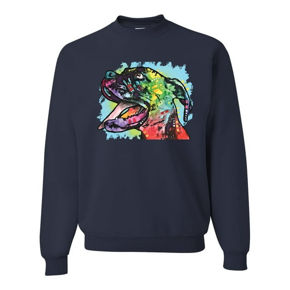Cute Rainbow Neon Doberman Dog Lover Unisex Crewneck Graphic Sweatshirt, Navy, 3XL