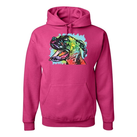 Cute Rainbow Neon Doberman Dog Lover Unisex Graphic Hoodie Sweatshirt, Fuschia, 2XL