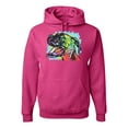 thumbnail image 1 of Cute Rainbow Neon Doberman Dog Lover Unisex Graphic Hoodie Sweatshirt, Fuschia, Medium, 1 of 3