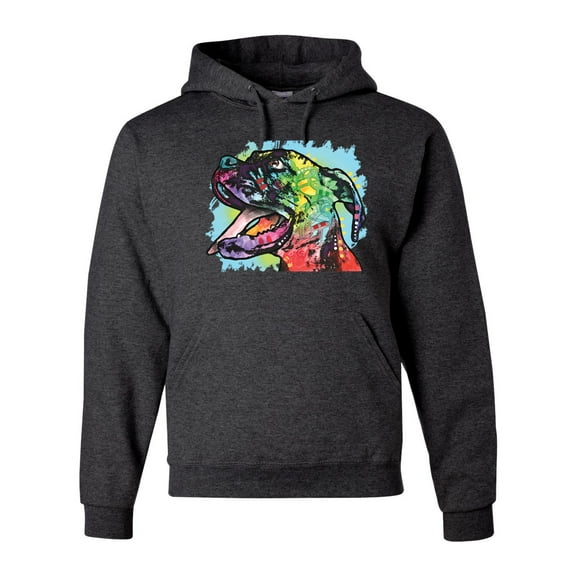 Cute Rainbow Neon Doberman Dog Lover Unisex Graphic Hoodie Sweatshirt, Heather Black, X-Large