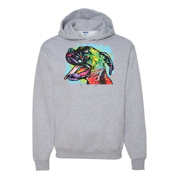 Cute Rainbow Neon Doberman Dog Lover Unisex Graphic Hoodie Sweatshirt, Heather Grey, 2XL