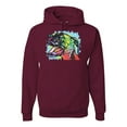 thumbnail image 1 of Cute Rainbow Neon Doberman Dog Lover Unisex Graphic Hoodie Sweatshirt, Maroon, Large, 1 of 3