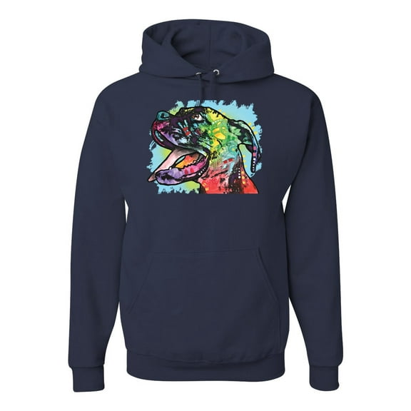 Cute Rainbow Neon Doberman Dog Lover Unisex Graphic Hoodie Sweatshirt, Navy, 2XL