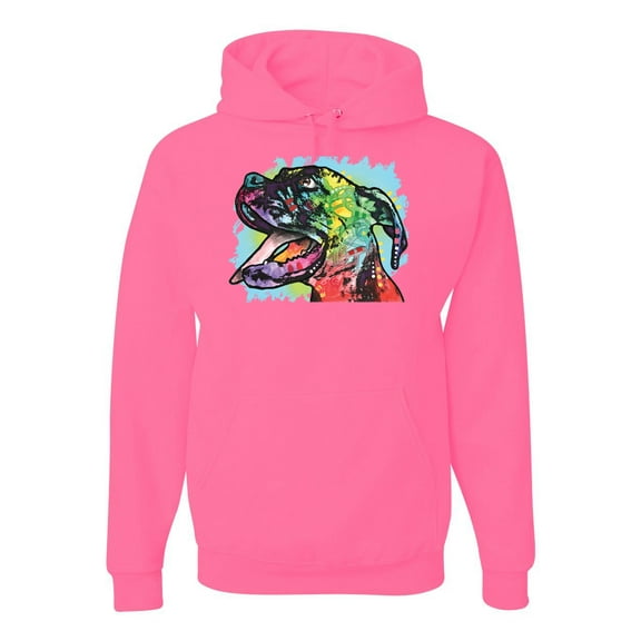 Cute Rainbow Neon Doberman Dog Lover Unisex Graphic Hoodie Sweatshirt, Neon Pink, X-Large