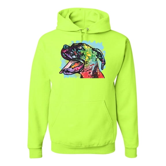 Cute Rainbow Neon Doberman Dog Lover Unisex Graphic Hoodie Sweatshirt, Safety Green, 3XL