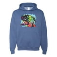 thumbnail image 1 of Cute Rainbow Neon Doberman Dog Lover Unisex Graphic Hoodie Sweatshirt, Vintage Heather Blue, Small, 1 of 3