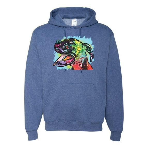 Cute Rainbow Neon Doberman Dog Lover Unisex Graphic Hoodie Sweatshirt, Vintage Heather Blue, Small