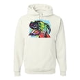 thumbnail image 1 of Cute Rainbow Neon Doberman Dog Lover Unisex Graphic Hoodie Sweatshirt, White, Medium, 1 of 3