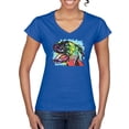 thumbnail image 1 of Cute Rainbow Neon Doberman Dog Lover Women's Standard V-Neck Tee, Royal, 2XL, 1 of 3