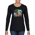 thumbnail image 1 of Cute Rainbow Neon Doberman Dog Lover Womens Graphic Long Sleeve T-Shirt, Black, Small, 1 of 3