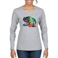 thumbnail image 1 of Cute Rainbow Neon Doberman Dog Lover Womens Graphic Long Sleeve T-Shirt, Heather Grey, Medium, 1 of 3
