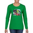 thumbnail image 1 of Cute Rainbow Neon Doberman Dog Lover Womens Graphic Long Sleeve T-Shirt, Kelly, X-Large, 1 of 3
