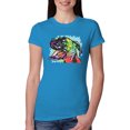 thumbnail image 1 of Cute Rainbow Neon Doberman Dog Lover Womens Slim Fit Junior Tee, Turquoise, X-Large, 1 of 3