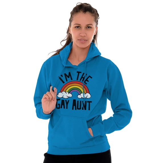 Cute Rainbow Proud LGBTQ Gay Auntie Hoodie Sweatshirt Women Brisco Brands 2X