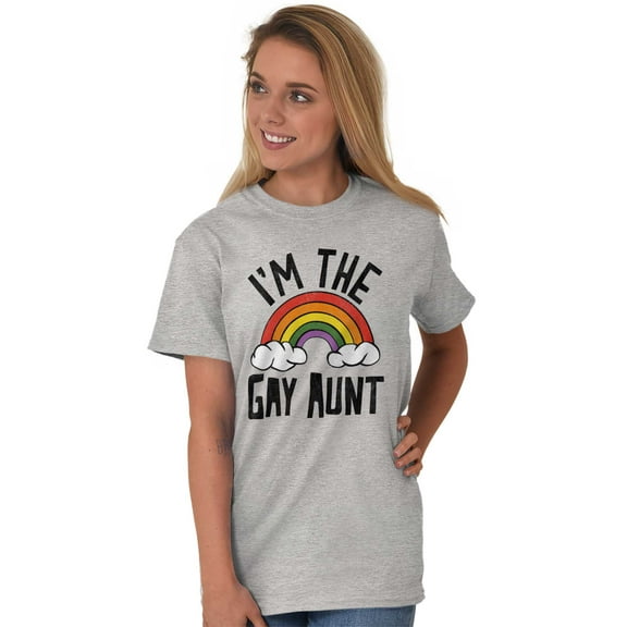 Cute Rainbow Proud LGBTQ Gay Auntie Women's Graphic T Shirt Tees Brisco Brands L