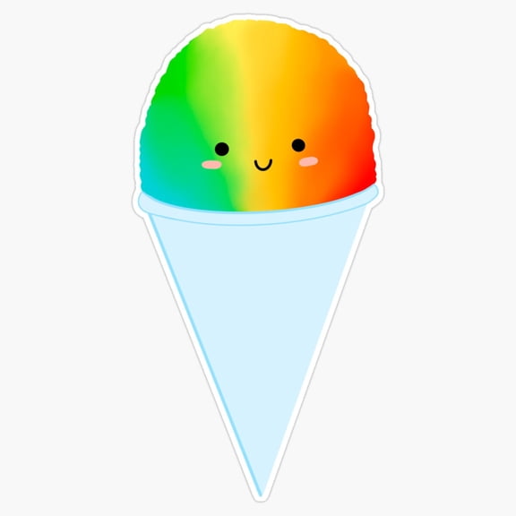 Cute Rainbow Snow Cone Summer Frozen Shaved Ice Sweet Syrup Fountain Cup Decal For Girls Bottle Sticker