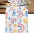 thumbnail image 1 of Cute Rainbow Sun Table Runner 72 Inches, Rainy Simple Drawing Bed Runner Dresser Scarves Tabletop for Indoor Outdoor Parties/Ceremony/Banquet, 18" x 72", 1 of 9