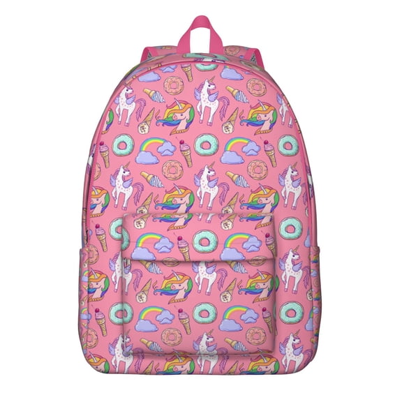 Cute Rainbow Unicorn Print Backpack, Durable and Waterproof School Bag with Mythical Horse Cartoon Pattern