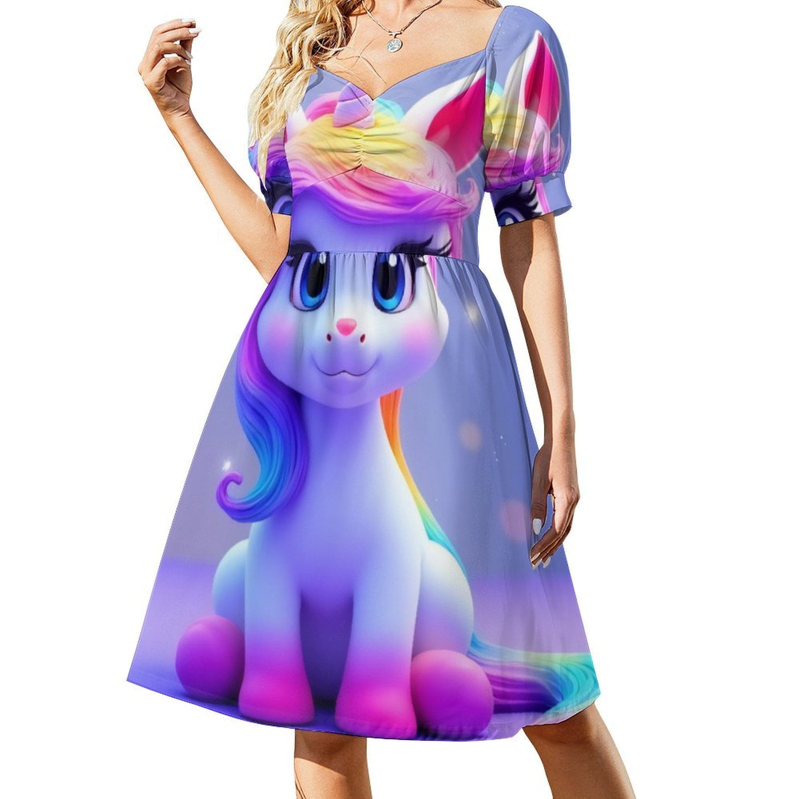 Cute Rainbow Unicorn Summer Women's Dress 2025 Elegant Dresses Plus ...