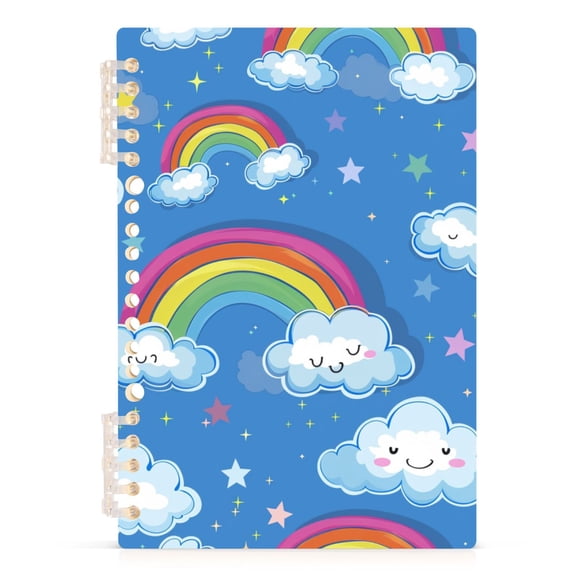 Cute Rainbow and Cloud Notebooks 1-subject Journal 60 Sheets A5 College Ruled Paper Detachable Ring 8.3"x5.7"