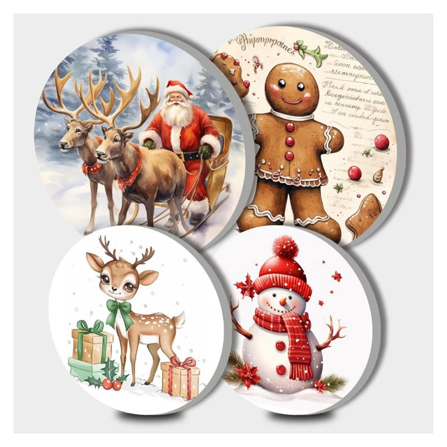 Cute Raindeer Electric Stove Burner Covers, Set of 4 Round Stove Burner