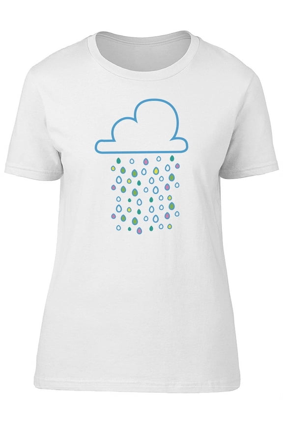 Cute Rainy Cloud, Rain Doodles T-Shirt Women -Image by Shutterstock, Female Small