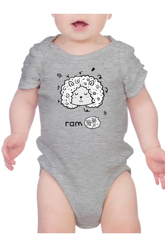 Cute Ram Face Doodle Bodysuit Infant -Image by Shutterstock, 12 Months