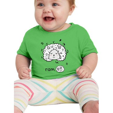 Cute Ram Face Doodle T-Shirt Infant -Image by Shutterstock,  12 Months