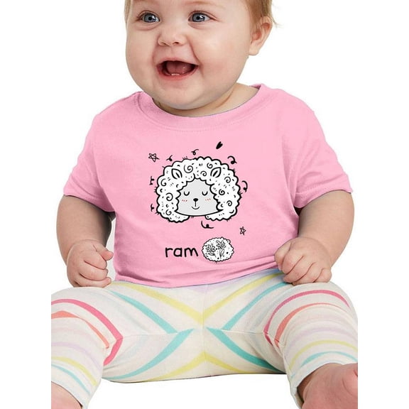 Cute Ram Face Doodle T-Shirt Infant -Image by Shutterstock, 6 Months