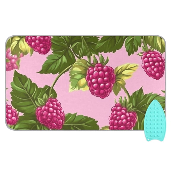 Cute Raspberry Floral Ironing Mat Blanket for Table Top Travel Portable Ironing Board Pad 47.2x27.6 Inch