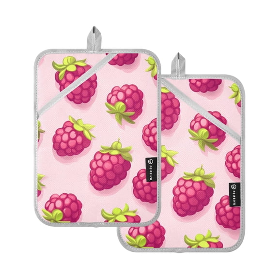 Cute Raspberry Fruit Oven Mitts Pot Holders 2 pcs Heat Resistant for Kitchen Baking Grilling
