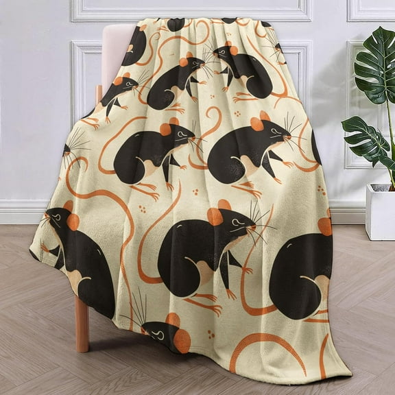 Cute Rat Blanket Gifts for Kids Adults Soft Warm Lightweight Cozy Mouse Rodents Animal Flannel Throw Blankets for Bed Living Room Sofa Travel Home Decor 50"x40"
