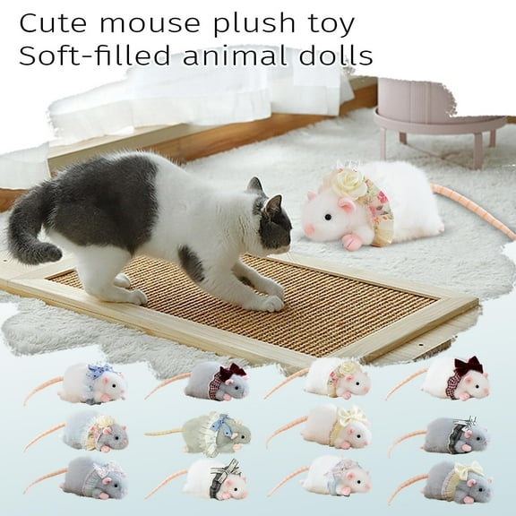 Cute Rat Plush for Cat Toy - Soft Mouse Plush Stuffed Animal Doll for Girls Boys Birthday Gift Home Decor Bedroom Living Room Plushies Collection Valentine's Day A, 15.7"