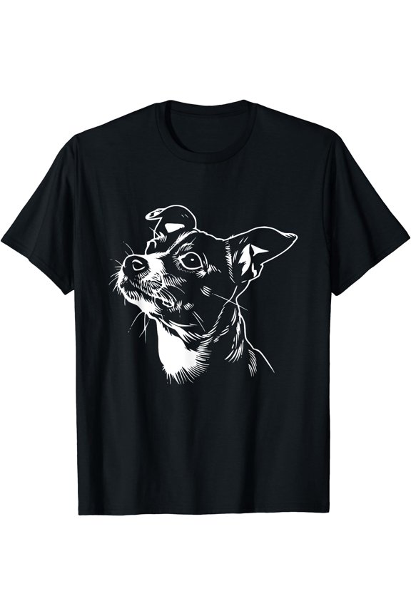 Cute Rat Terrier Face Dog Graphic Design T-Shirt