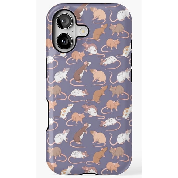 Cute Rats Slate Grey Animal Phone Case for iPhone 11 12 13 14 15 16 17 Pro Max