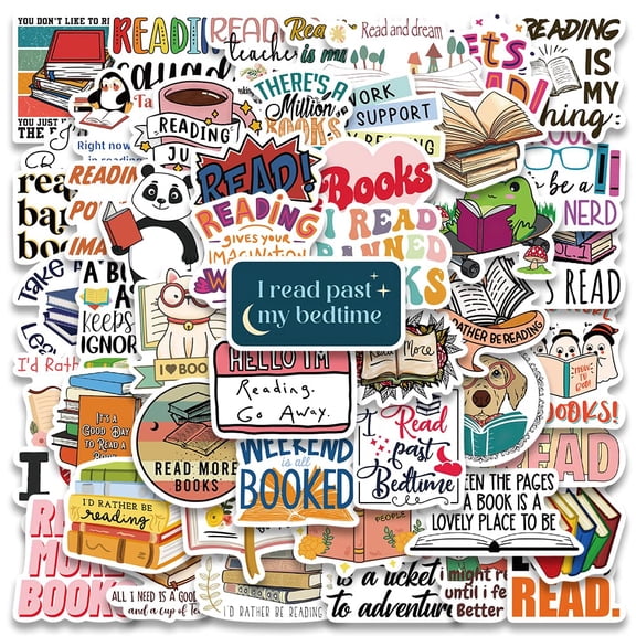 Cute Reading Book Aesthetic Stickers for Adults 50PCS Reading Lovers Sticker for Teachers, Love Books Funimost Vinyl Waterproof Bookish Stickers for Water Bottle Laptop Scrapbook