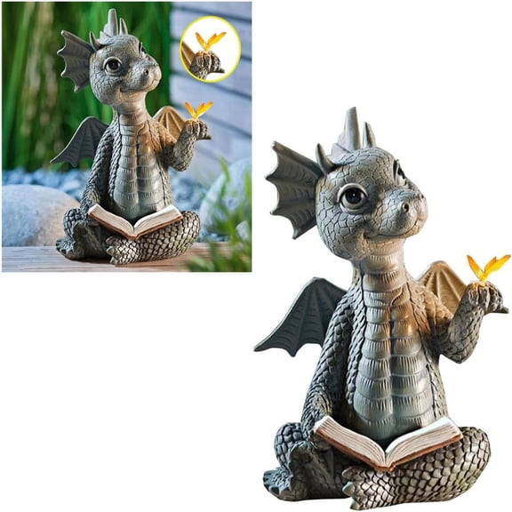 Cute Reading Book Statue Tall Dinosaur Holding Figurines Art Resin Sculpture Outdoor Garden Home Desk Ornaments