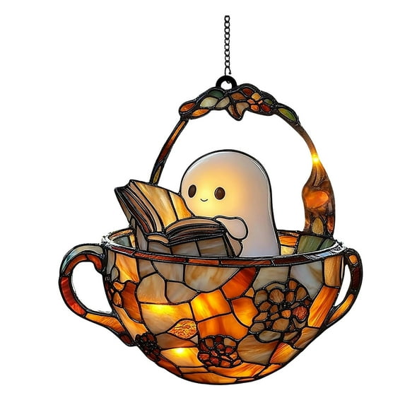 Cute Reading Book Suncatcher Handmade Stained Acrylic Glass Window Hanging for Book Lovers Librarian Booknook Art Indoor Outdoor