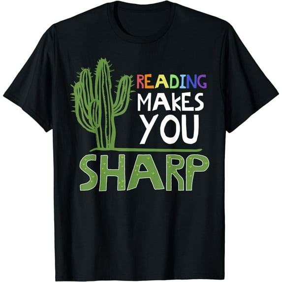 Cute Reading Design Sharp Cactus Teacher Gift Idea T-Shirt