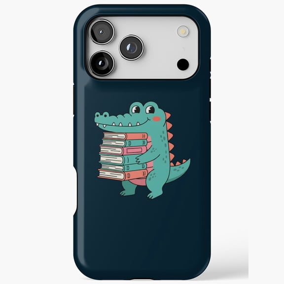 Cute Reading Gator Bookworm Alligator Library Phone Case for iPhone 17 16 15 14 13 12 11 Pro Max