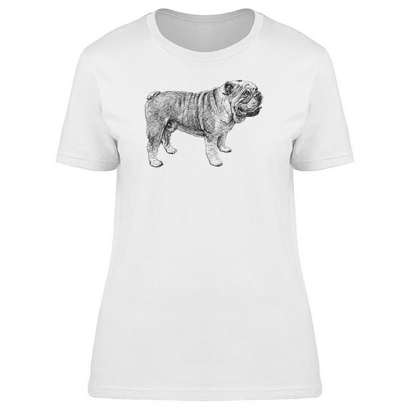 Cute Realistic Bulldog Sketch T-Shirt Women -Image by Shutterstock, Female x-Large